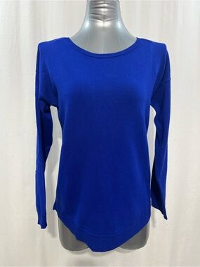 Cable & Gauge Electric Blue Long Sleeve light knit Crewneck Sweater womanβs 1546